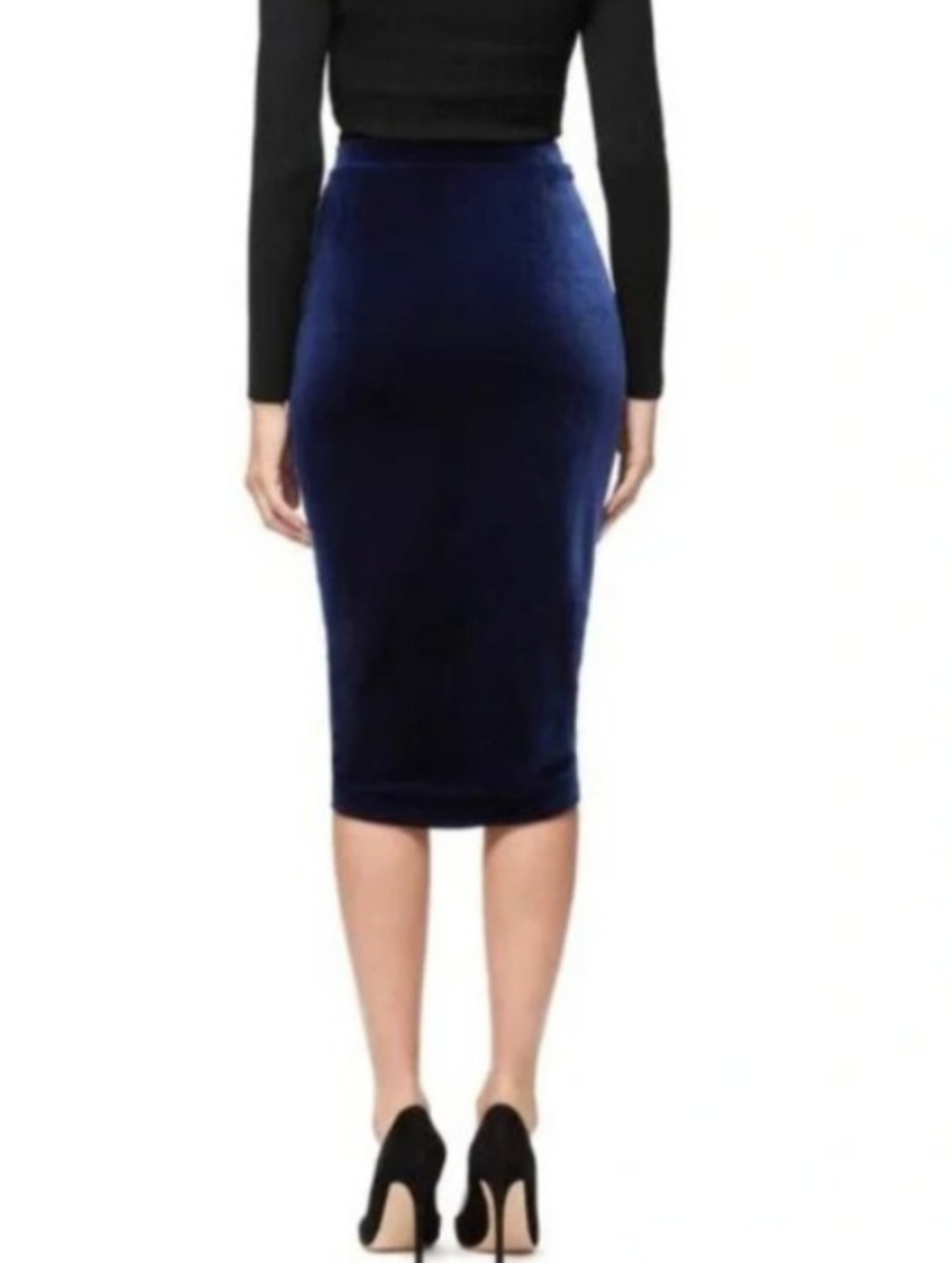 NWT Good American | Sapphire Blue Ruched Velvet STRETCH Skirt | Size 1 Small - Picture 3 of 6